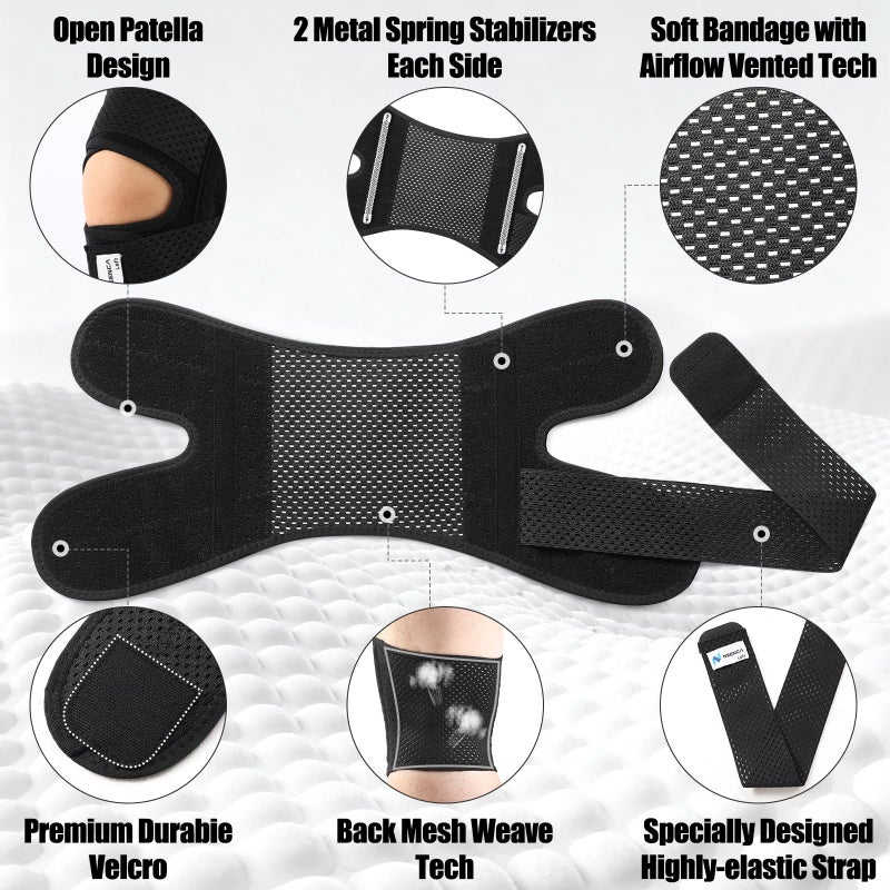 NEENCA Knee Brace for Knee Pain, Compression Knee Support with Air Mesh Fabric, Adjustable Knee Wrap with Side Stabilizers, Ultra-Soft Bandage for Elderly, Meniscus Tear, ACL, Arthritis Relief, Hiking - Image 2