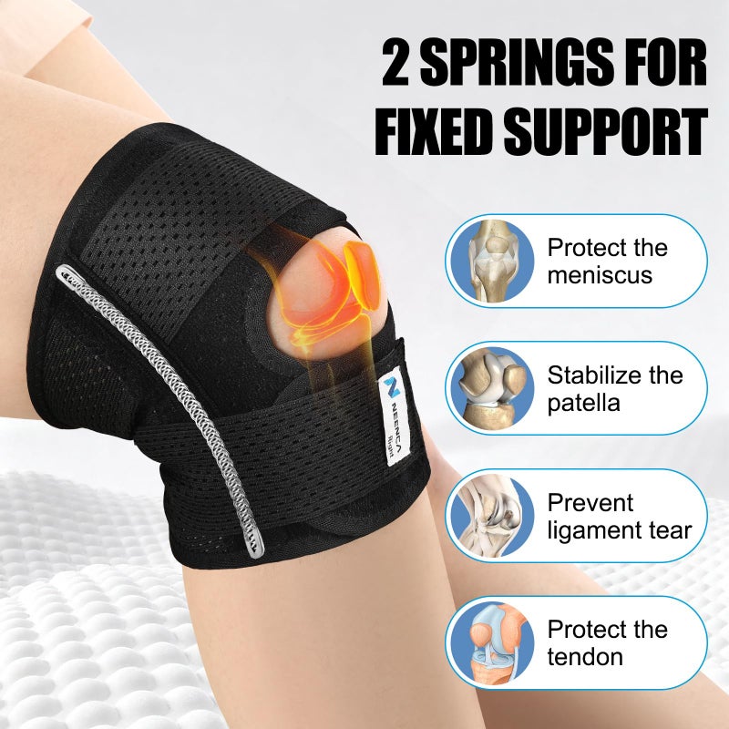 NEENCA Knee Brace for Knee Pain, Compression Knee Support with Air Mesh Fabric, Adjustable Knee Wrap with Side Stabilizers, Ultra-Soft Bandage for Elderly, Meniscus Tear, ACL, Arthritis Relief, Hiking - Image 3