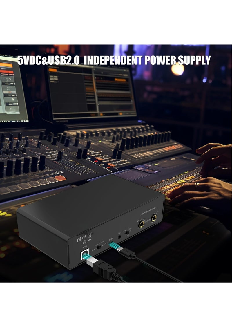 Excefore - USB Audio Interface, RHM 2 In 2 Out Audio Interface, DJ Controller Sound Mixer, with 48V Phantom Power, Audio Mixer & Mic Preamplifier XLR/TSR/TS Ports, for Guitarist, Vocalist, Podcaster or Producer - Image 1