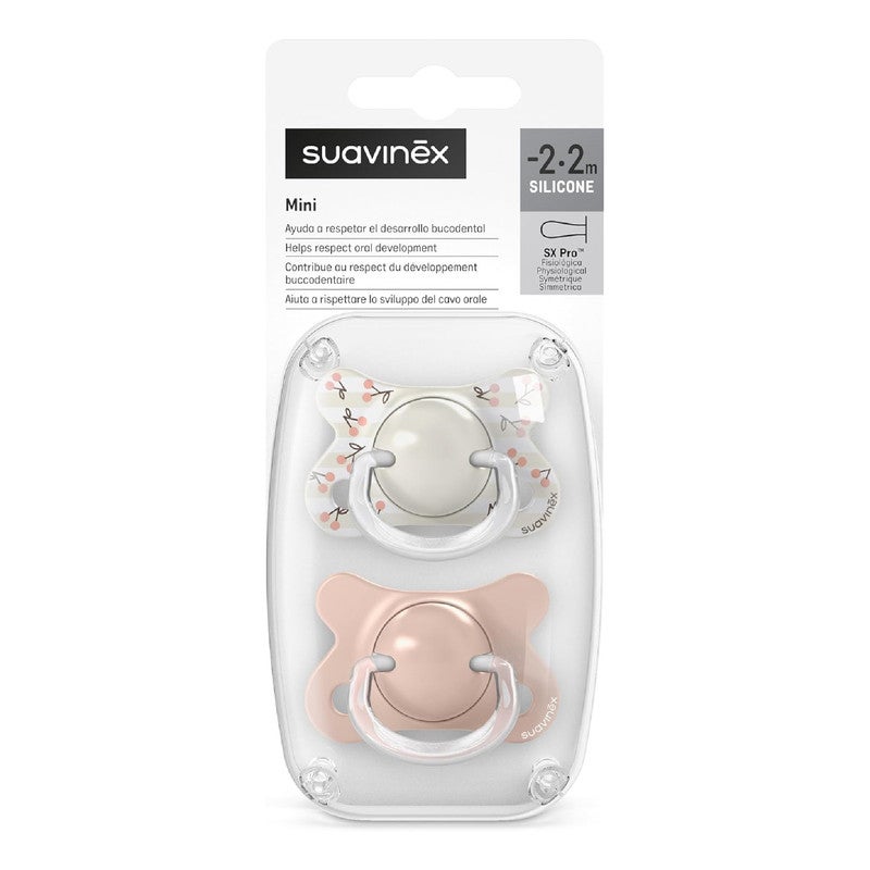 Suavinex, Pack of 2 Baby Pacifiers Newborn and Small, Special Size Mini -2/2 Months, SX Pro Symmetrical and Flexible Silicone Physiological Teat, Respects Oral Development, Birdies Pink - Image 4