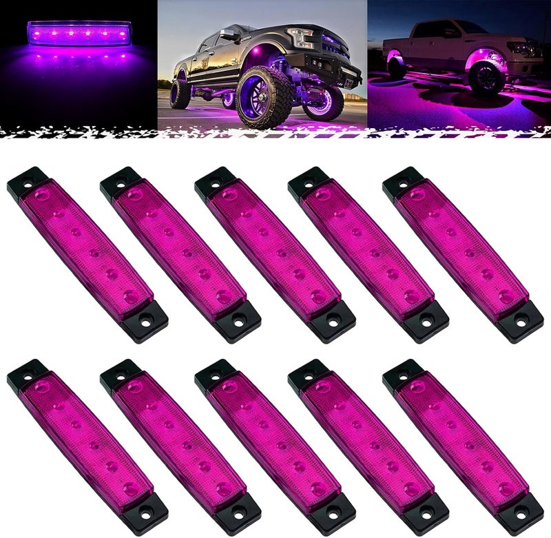 PSEQT 10Pcs LED Rock Strip Lights Car Exterior Underglow Wheel Fender Well Lighting Kits Waterproof for Golf Cart Wrangler Offroad Truck RV UTV ATV Snowmobile (Purple) Matte anti slip finish - Image 1