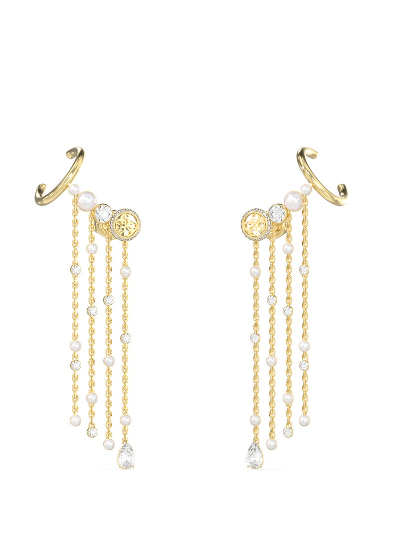 جس أقراط لؤلؤية بشعار صغير