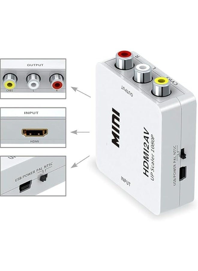 Mini HD HDMI to AV/CVBS L/R Converter Box, 1080P HDMI2AV, White - Image 5