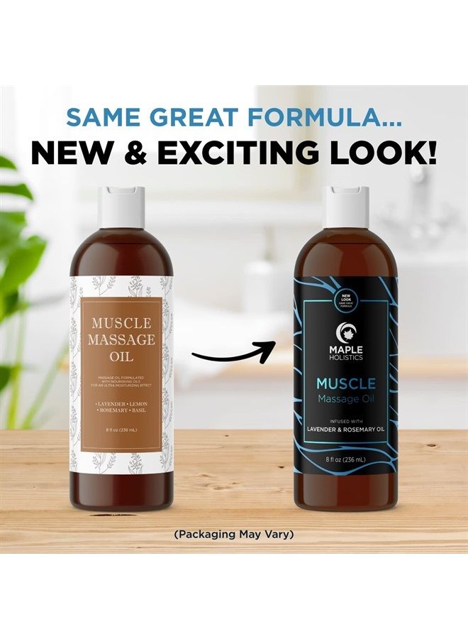 Maple Holistics Relaxing Massage Oil for Massage Therapy - Sore Muscle Oil Massage Oil with Lavender and Rosemary Oils for Muscle Relief - Full Body Warming Massage Oil for Sore Muscles for Pro or Home Use (8oz) - Image 1