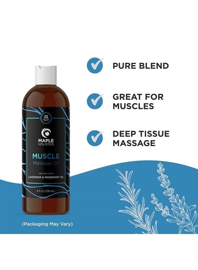 Maple Holistics Relaxing Massage Oil for Massage Therapy - Sore Muscle Oil Massage Oil with Lavender and Rosemary Oils for Muscle Relief - Full Body Warming Massage Oil for Sore Muscles for Pro or Home Use (8oz) - Image 2
