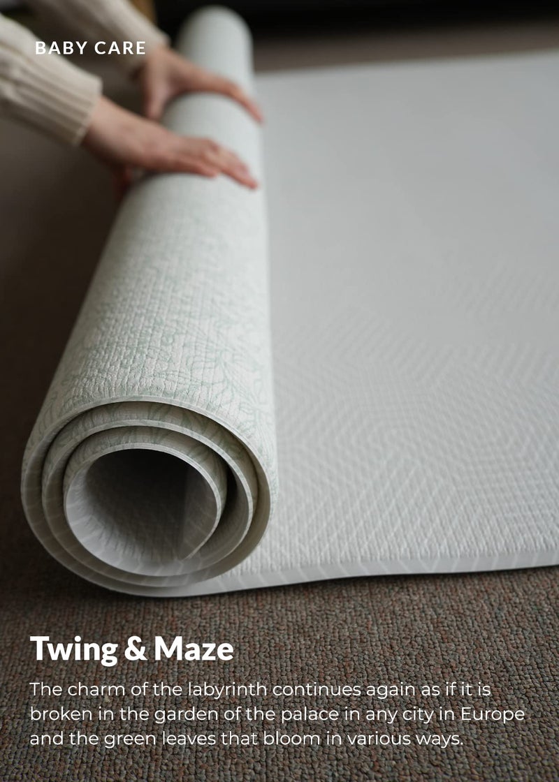 Baby Care Play Mat (Medium, Hygge - Twig & Maze) 73â€™â€™ x 49â€™â€™ Original One-Piece Reversible Rollable Waterproof Play Mat for Infants, Babies, Toddler, and Kids - Image 3