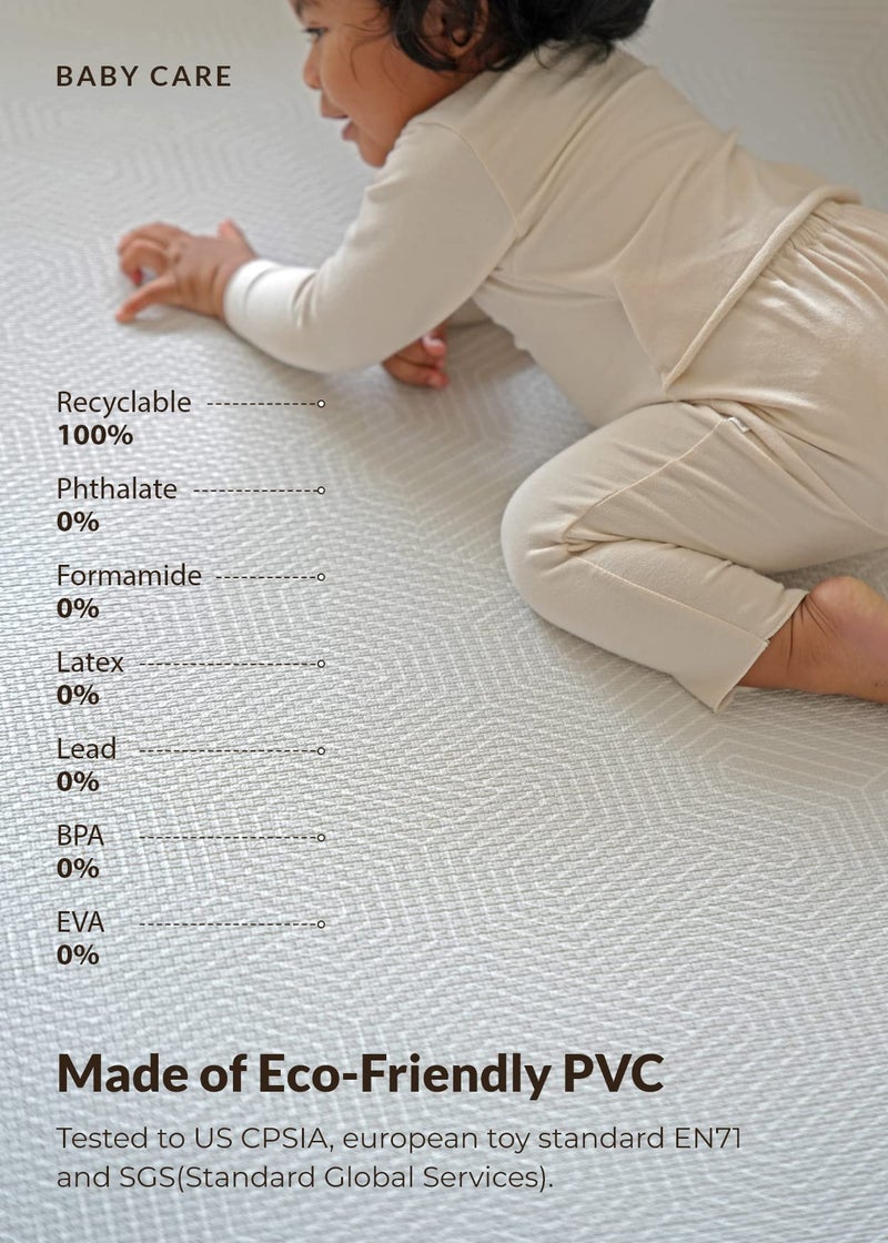 Baby Care Play Mat (Medium, Hygge - Twig & Maze) 73â€™â€™ x 49â€™â€™ Original One-Piece Reversible Rollable Waterproof Play Mat for Infants, Babies, Toddler, and Kids - Image 4