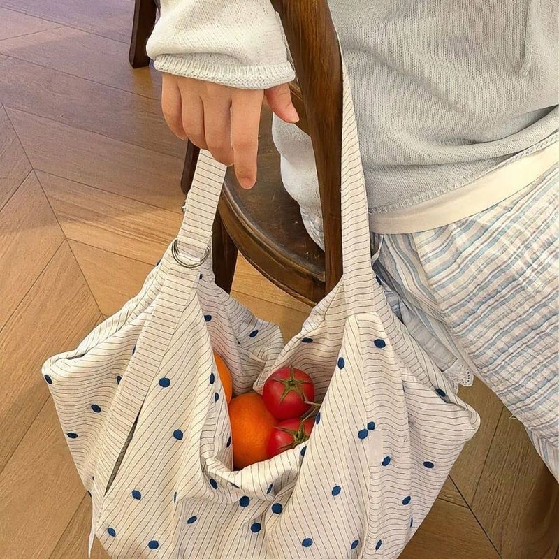 Polka Dot Canvas Tote Bag - Image 2