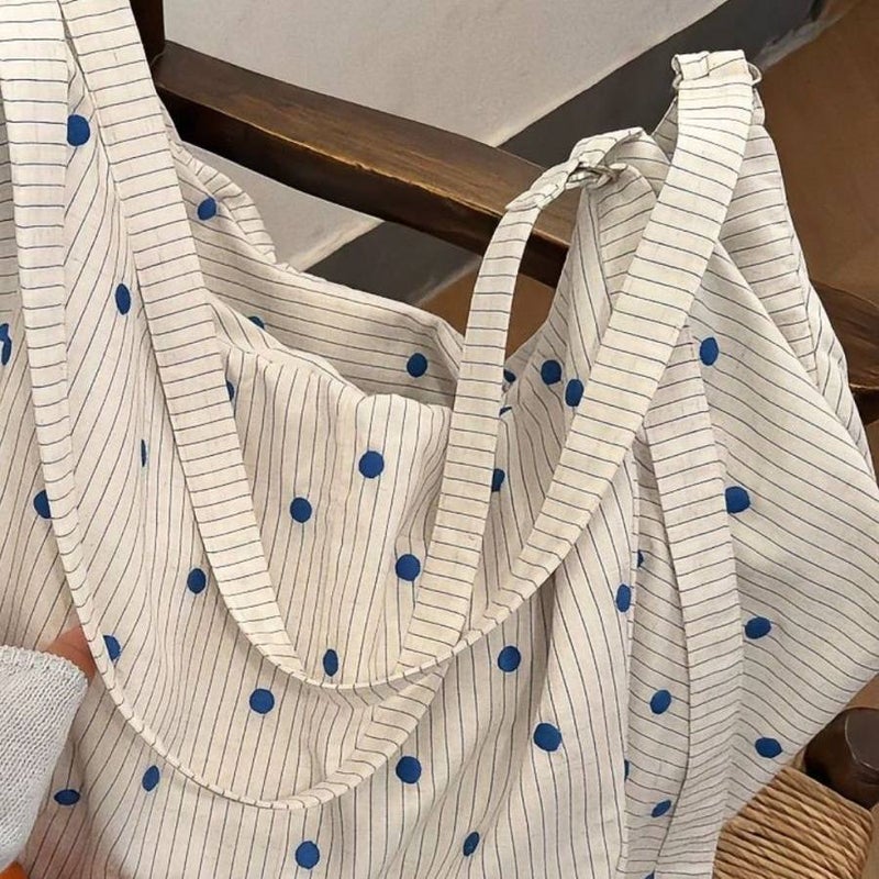 Polka Dot Canvas Tote Bag - Image 5