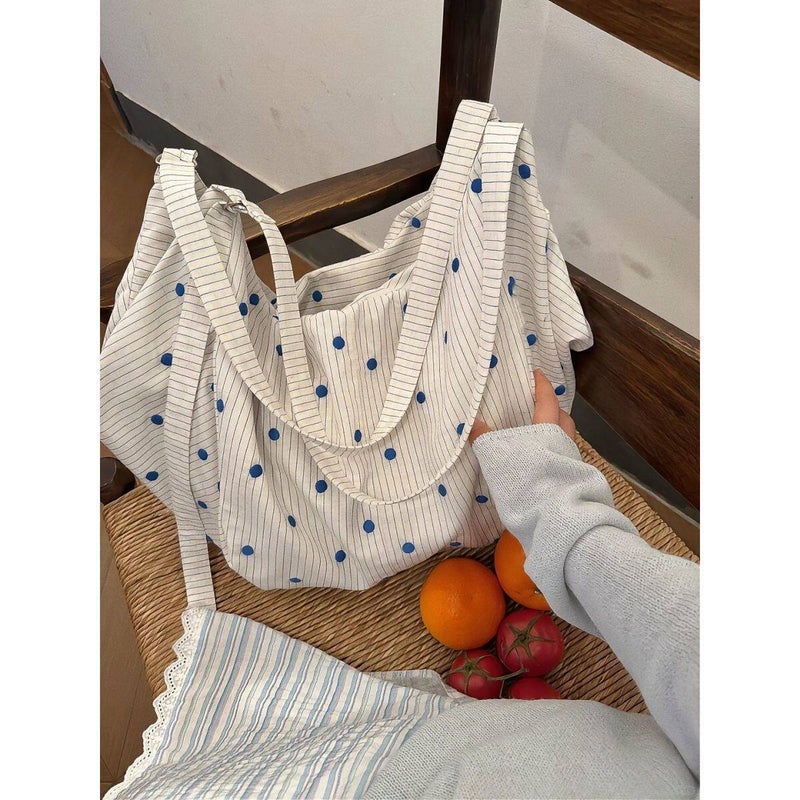 Polka Dot Canvas Tote Bag - Image 3