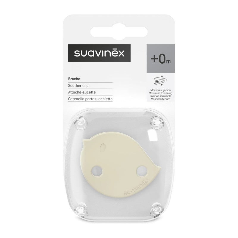 Suavinex, Pacifier Holder, Baby Pacifier Chain, Clip with Clamp, Bird-Shaped Plate. For Babies +0 Months, Suitable for Newborns, Birdies Beige - Image 2