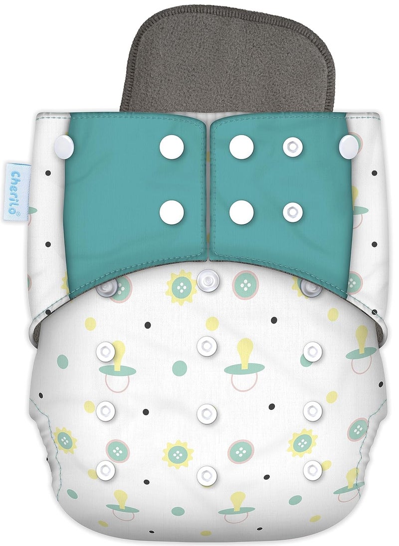 Cherilo حفاضة قماش قابلة لإعادة الاستخدام من شيريلو للمواليد الجدد من 0 إلى 3 سنوات، مانعة للتسرب، صديقة للبيئة، حفاضات قماش قابلة للغسل، بدون تسرب جانبي، قابلة للتعديل، حفاضة جيب بحجم مجاني (1 حفاضة بنمط كيديكو + 1 إدخال) - Image 1