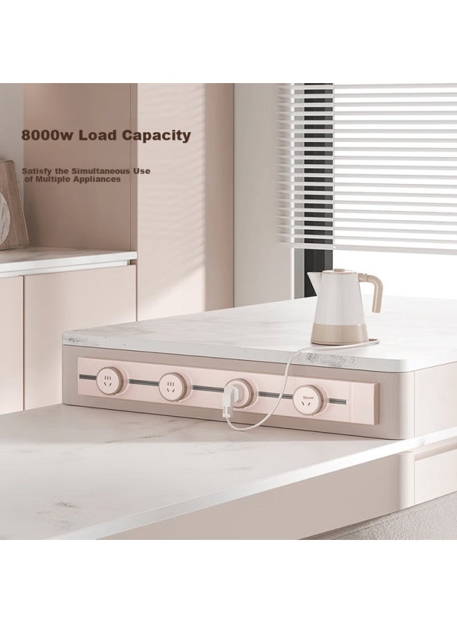Oaks Aokesi Track Socket, Mobile Rail Power Strip For Home Kitchen, Sliding Surface-mounted Rail, 80cm Track + 4 Five-hole Large Earth Color Sockets - Image 4
