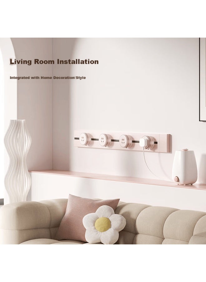 Oaks Aokesi Track Socket, Mobile Rail Power Strip For Home Kitchen, Sliding Surface-mounted Rail, 80cm Track + 4 Five-hole Large Earth Color Sockets - Image 5