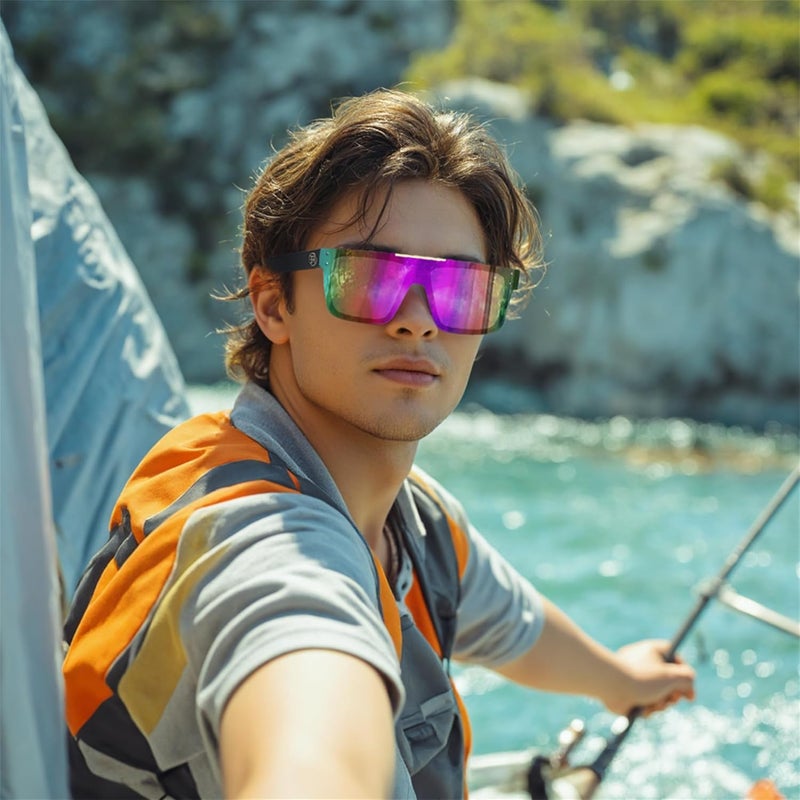 FEISEDY Men Women Sunglasses Polarized Oversized Square Vintage Cycling Running Fishing Golf Hiking Sports Sun Glasses B2990 - Image 2