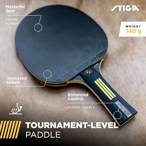 STIGA Alpha Ping Pong Paddle – 5-ply Extra Light Blade – 2mm Premium Sponge – Flared Handle for Masterful Grip – Performance Table Tennis Racket for Competitive Play - Image 2