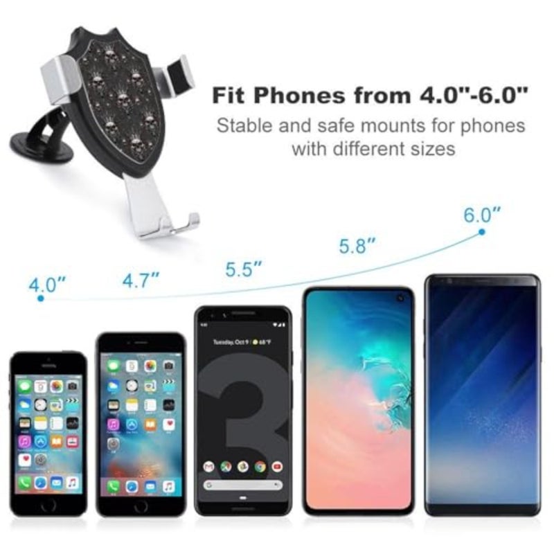 Fashion Universal Hands Free Automobile Cell Phone Holder Phone Holders King Cool Skull Dragon Tattoo Art - Image 3