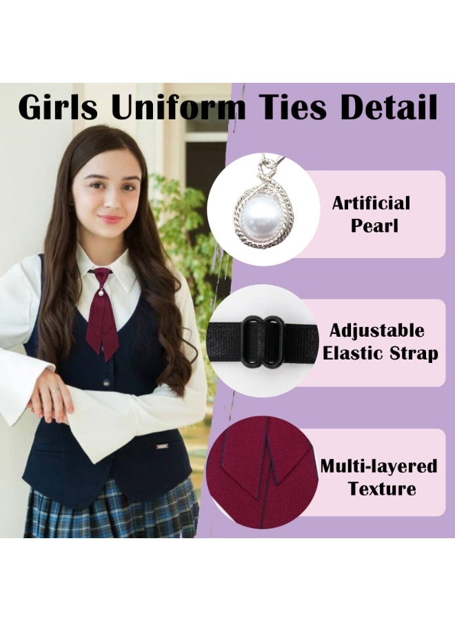 SUNSAR Bow Tie for Women, Adjustable Womens Tie Girls Uniform Ties Pre Tied Womens Necktie with Artificial Pearl - Image 3