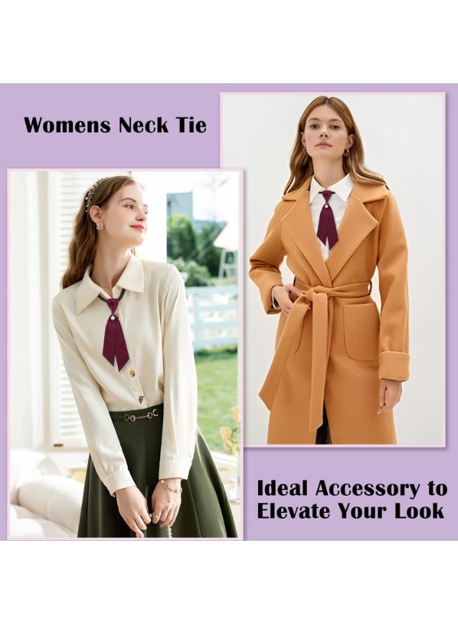 SUNSAR Bow Tie for Women, Adjustable Womens Tie Girls Uniform Ties Pre Tied Womens Necktie with Artificial Pearl - Image 4