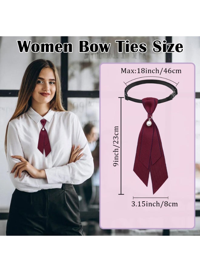 SUNSAR Bow Tie for Women, Adjustable Womens Tie Girls Uniform Ties Pre Tied Womens Necktie with Artificial Pearl - Image 2