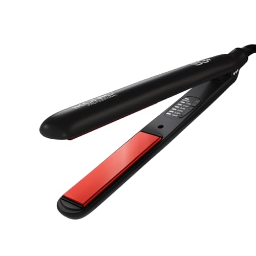 Ikonic S3+ Hair Straightener, Black & Red, Professional Ceramic Floating Plates, Adjustable Temparature Control, Instant Heat Up and Easy to Use - Image 1