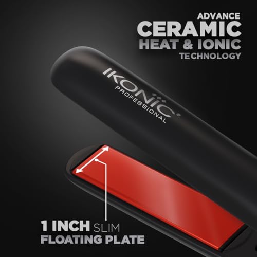 Ikonic S3+ Hair Straightener, Black & Red, Professional Ceramic Floating Plates, Adjustable Temparature Control, Instant Heat Up and Easy to Use - Image 2