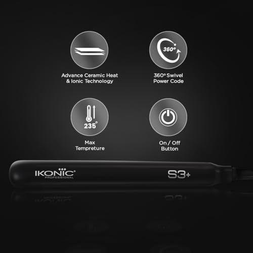 Ikonic S3+ Hair Straightener, Black & Red, Professional Ceramic Floating Plates, Adjustable Temparature Control, Instant Heat Up and Easy to Use - Image 5
