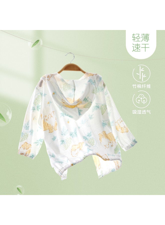 Doxiluka Newborn Bamboo Cotton Sun Protection Jacket, Summer Thin Baby Hooded Top, Breathable Cartoon Outerwear For Infants - Image 2