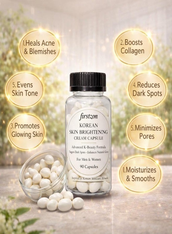 FIRSTZON Korean Skin Whitening & Brightening Glow Moisturizing Cream Capsules | Hydrating Facial Essence | 90 Capsules for Radiant, Smooth & Glowing Skin | For Men & Women - Image 2