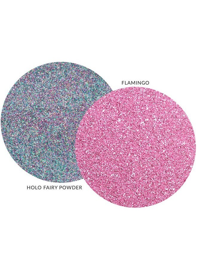 MARBLERS Cosmetic Grade Fine Glitter Duo [Holo Fairy Powder & Flamingo] 0.36oz (10g) | Non-Toxic | Vegan | Cruelty-Free | Eyeshadow, Nail Polish, Nail Art | Festival, Rave Party & Makeup | Body & Face  - Image 2