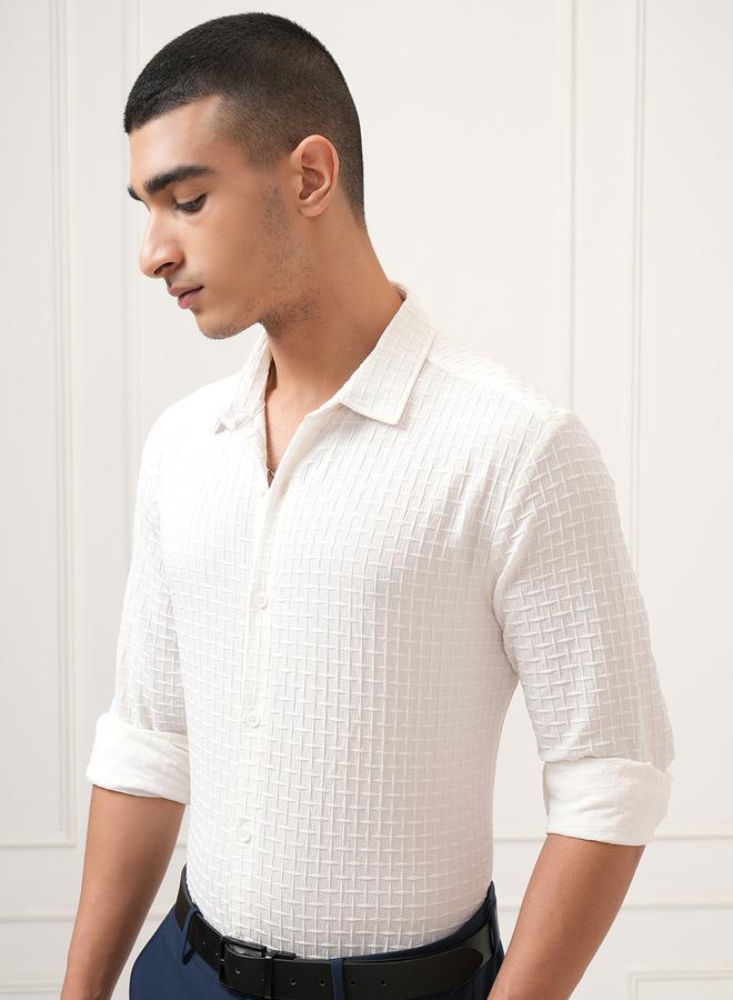 HIGHLANDER Textured Regular Fit Collared Shirt - Image 4