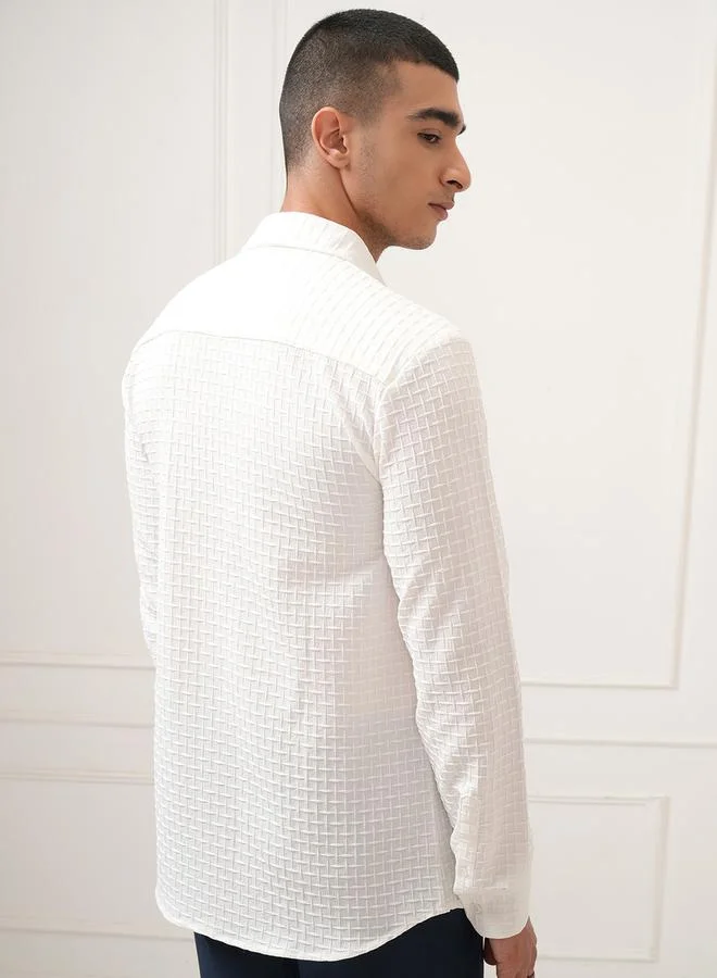 HIGHLANDER HIGHLANDER Textured Regular Fit Collared Shirt