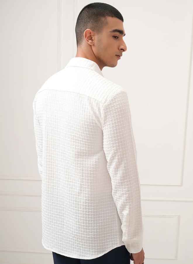 HIGHLANDER Textured Regular Fit Collared Shirt - Image 3