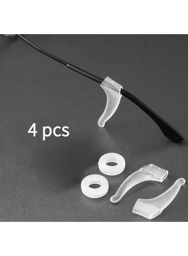 White Anti Slip Silicone Eyeglass Sleeves 4pcs With Ear Hook Support - Image 1