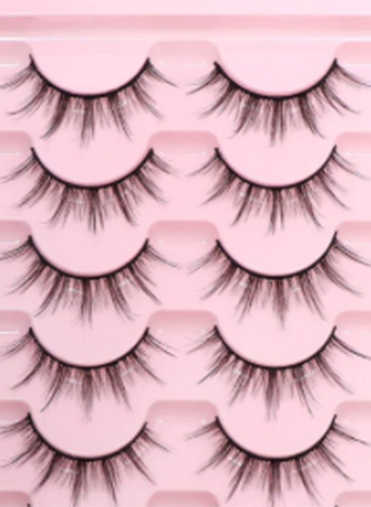 LashesMD Manga Lashes 10 Pairs Natural Look Fluffy False Eyelashes That Look Like Individual Cluster Lashes Soft Wispy Manhua Eyelashes (6D75) - Image 1