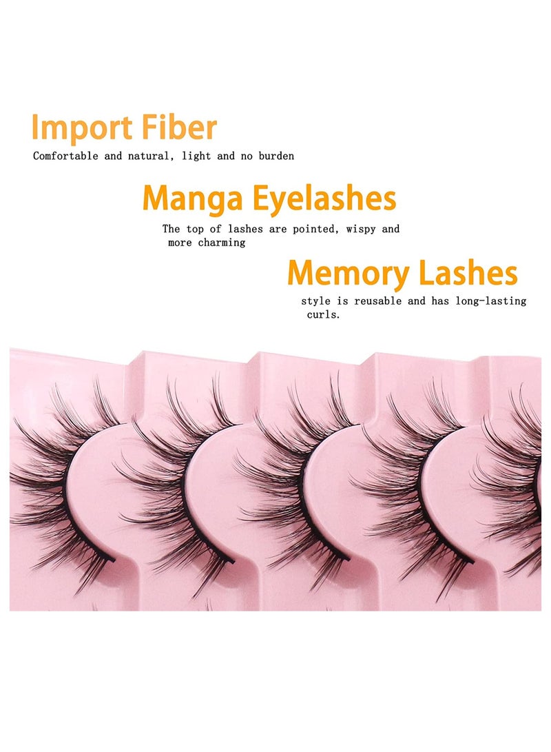 LashesMD Manga Lashes 10 Pairs Natural Look Fluffy False Eyelashes That Look Like Individual Cluster Lashes Soft Wispy Manhua Eyelashes (6D75) - Image 3