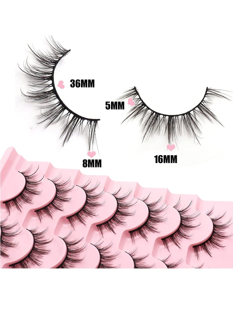 LashesMD Manga Lashes 10 Pairs Natural Look Fluffy False Eyelashes That Look Like Individual Cluster Lashes Soft Wispy Manhua Eyelashes (6D75) - Image 4