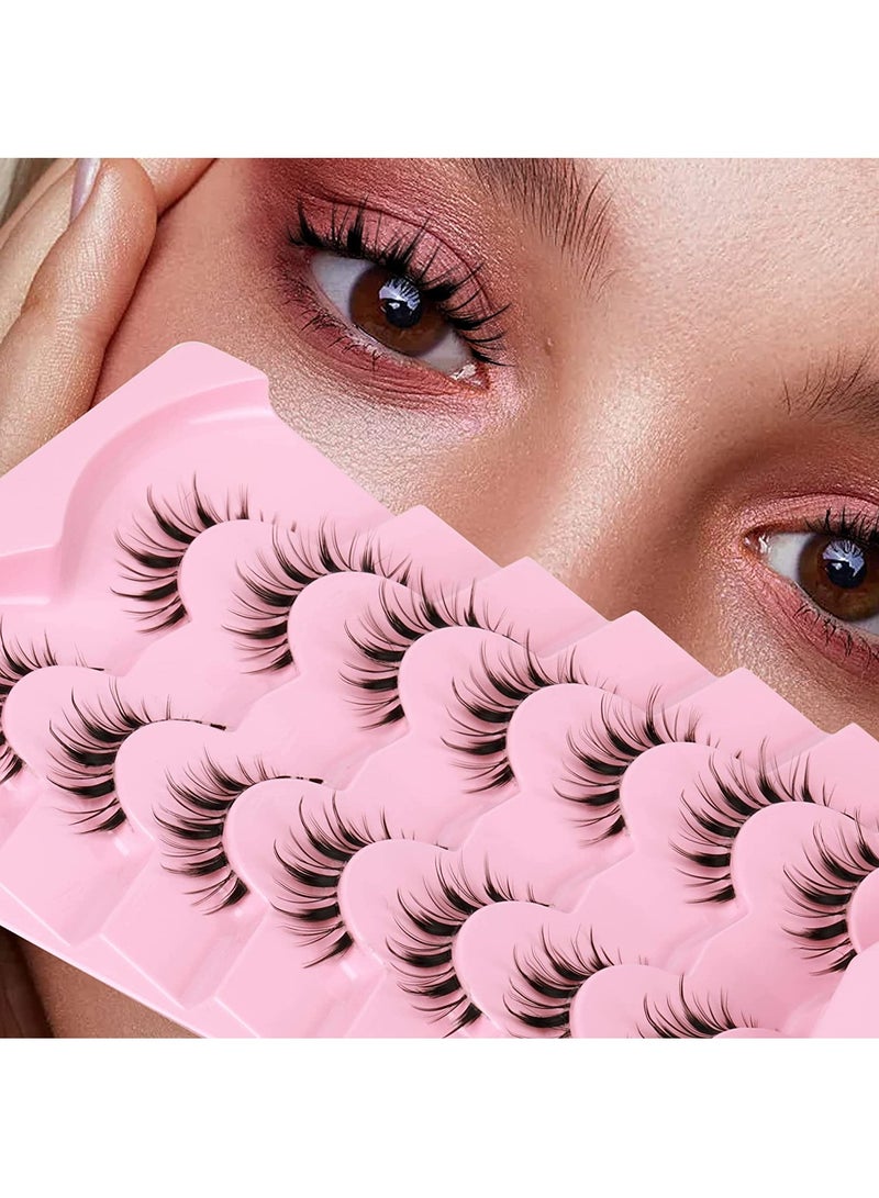 LashesMD Manga Lashes 10 Pairs Natural Look Fluffy False Eyelashes That Look Like Individual Cluster Lashes Soft Wispy Manhua Eyelashes (6D75) - Image 2