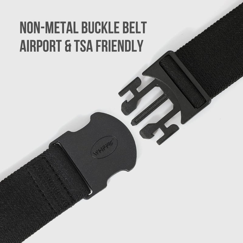 WHIPPY Mens Elastic Stretch Belt Unisex Adventure Web Belt for Women Men with Non-Metal Buckle Adjustable Belts, Black, 43 Inches - Image 3