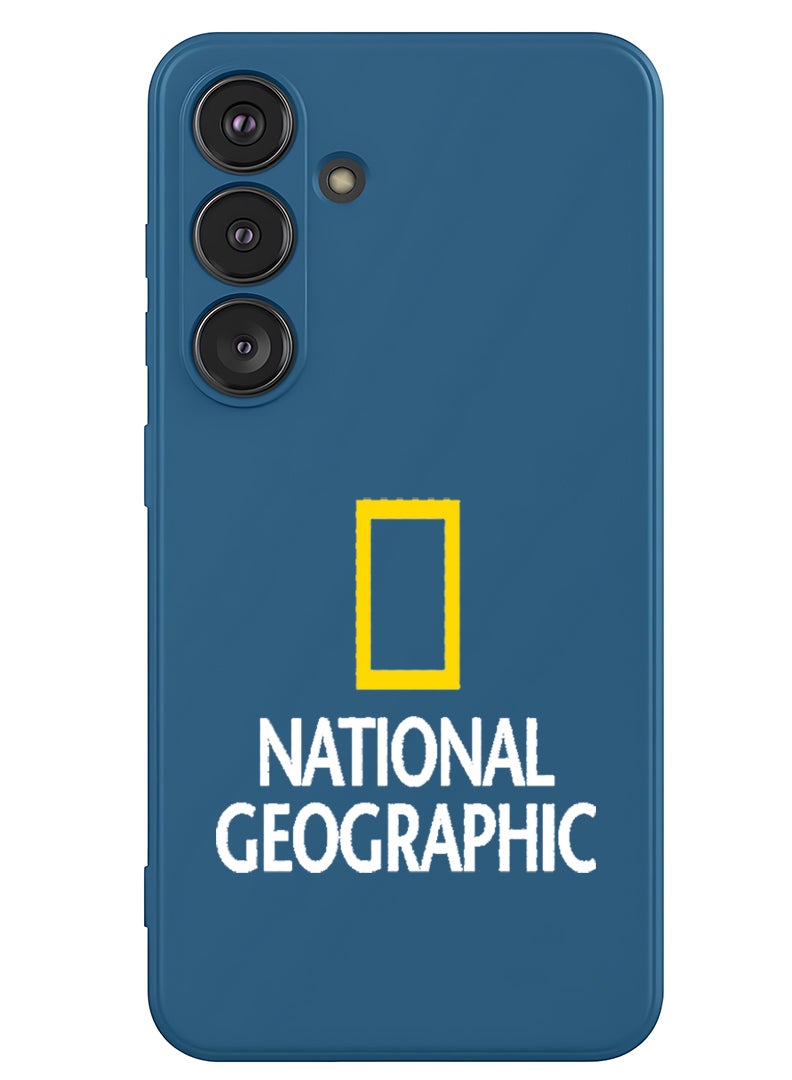 Theodor Protective Slim Fit Case Liquid Silicone Cover with Full Body Protection Anti-Scratch Shockproof Case For Samsung Galaxy S25 (Blue) - National Geography - White - Image 1