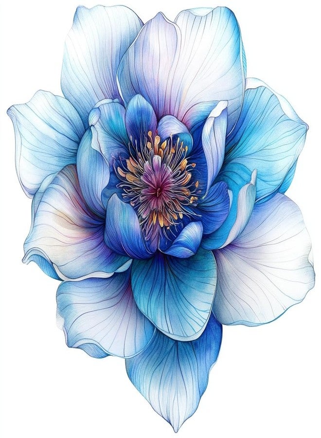 MAKTEM One Large Blue Hologrpahic Flower Car Decal, Waterproof Removable Flower Sticker, Peel and Stick for Car Vehicle Truck Window Laptop, 1PC (One Blue) - Image 1