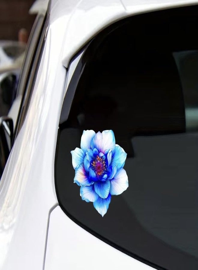 MAKTEM One Large Blue Hologrpahic Flower Car Decal, Waterproof Removable Flower Sticker, Peel and Stick for Car Vehicle Truck Window Laptop, 1PC (One Blue) - Image 2