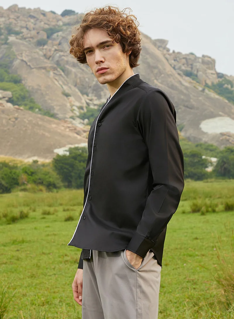 CAHOOT  Men's Charcoal Black Solid Culinary Shirt for Men | Best Price UAE
