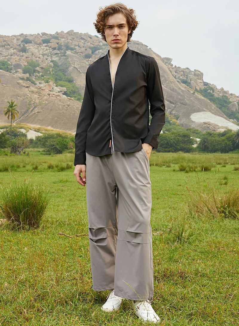 CAHOOT  Men's Charcoal Black Solid Culinary Shirt for Men | Best Price UAE