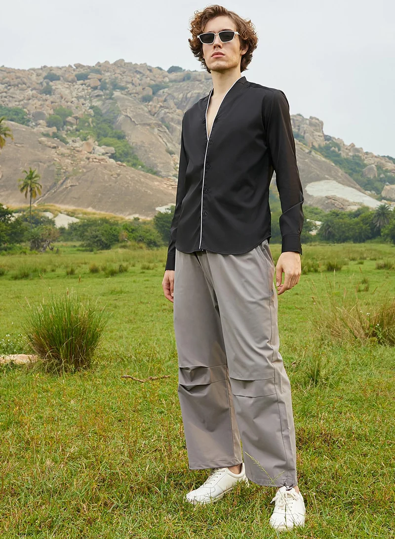 CAHOOT  Men's Charcoal Black Solid Culinary Shirt for Men | Best Price UAE