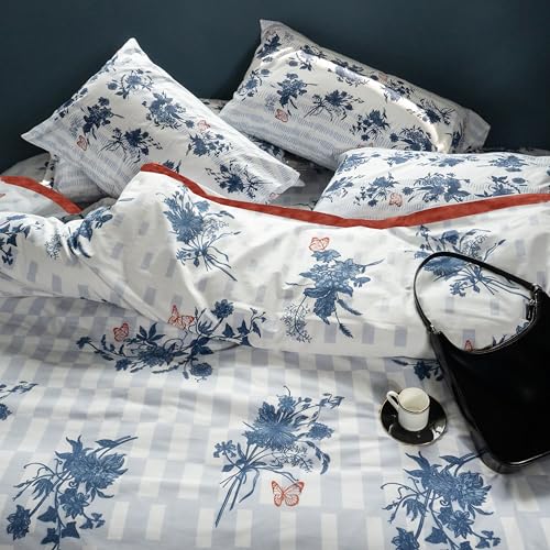 RUSTIQUE LINENS Premium 100% Cotton King Size Bedsheet Set (1 Flat Sheet & 2 Pillow Cases)| 200 TC | Vibrant Prints | Soft, Breathable & Durable Fabric |Saphire Monarch - Image 2