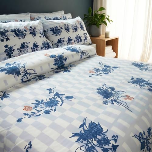 RUSTIQUE LINENS Premium 100% Cotton King Size Bedsheet Set (1 Flat Sheet & 2 Pillow Cases)| 200 TC | Vibrant Prints | Soft, Breathable & Durable Fabric |Saphire Monarch - Image 4