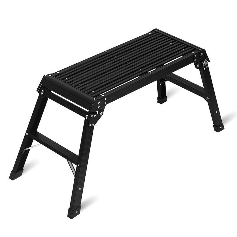 LEADALLWAY Work Platform Aluminum 30"x12"x20" Step Ladder Heavy Duty Foldable Aluminum Platform 330 Lbs Capacity,Black - Image 1