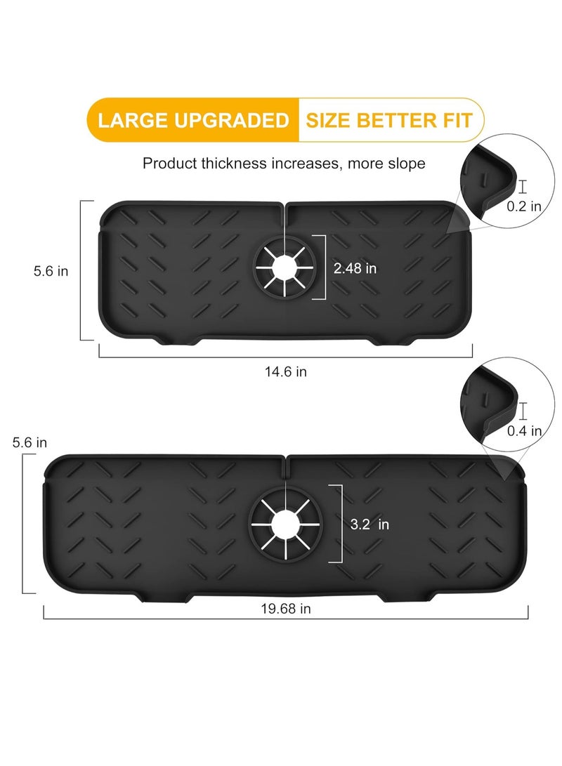 Silicone Faucet Mat for Kitchen, Sink Splash Guard, Bathroom Faucet Water Catcher Mat, Fits The Faucet Tube Within 3.2 inch, VENMATE Keep Drying Kitchen Accessories,Black,2PCS (19.7" x 5.9") - Image 3