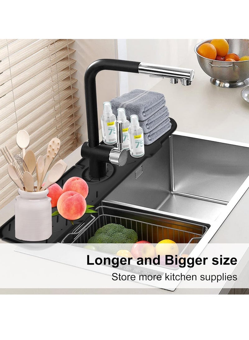 Silicone Faucet Mat for Kitchen, Sink Splash Guard, Bathroom Faucet Water Catcher Mat, Fits The Faucet Tube Within 3.2 inch, VENMATE Keep Drying Kitchen Accessories,Black,2PCS (19.7" x 5.9") - Image 4